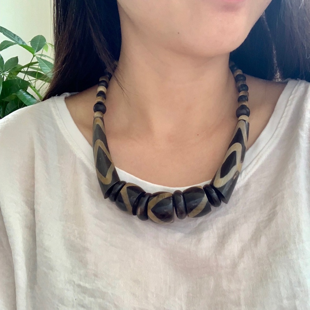 SOLD! Vintage Tribal Baltic Bone & Wooden necklace